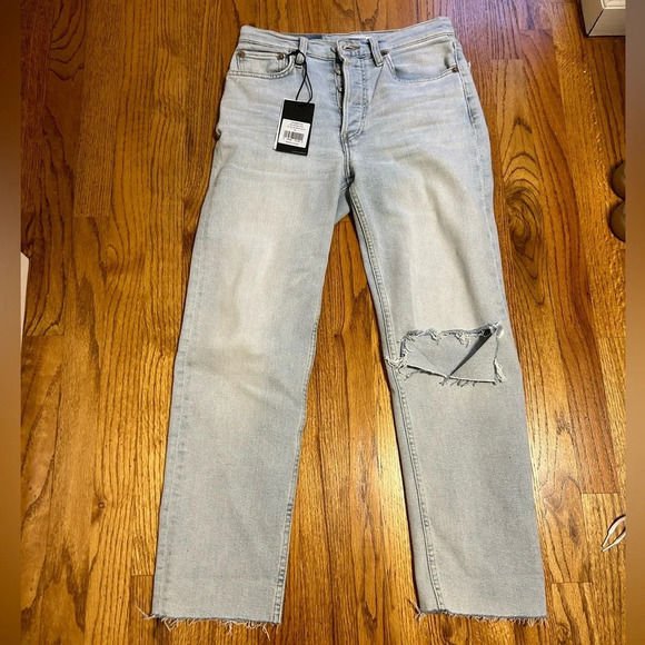 Re/Done 70s Stove Pipe distressed high-rise straight-leg jeans NWT